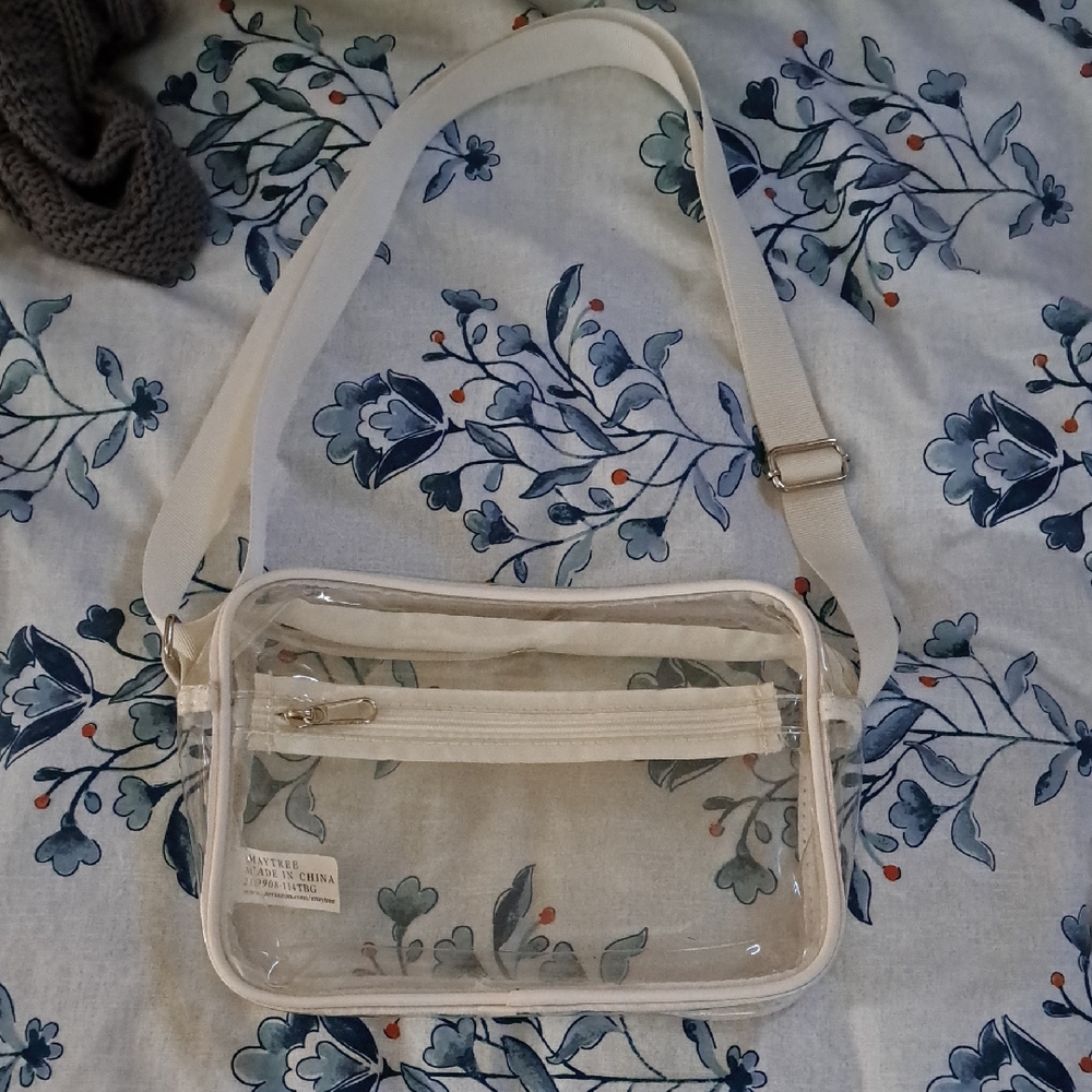 Chic Transparent Crossbody Bag with Cream Strap